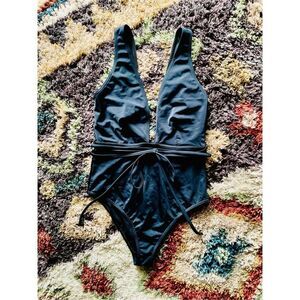 ASOS Design Plunge Neck One Piece Swimsuit